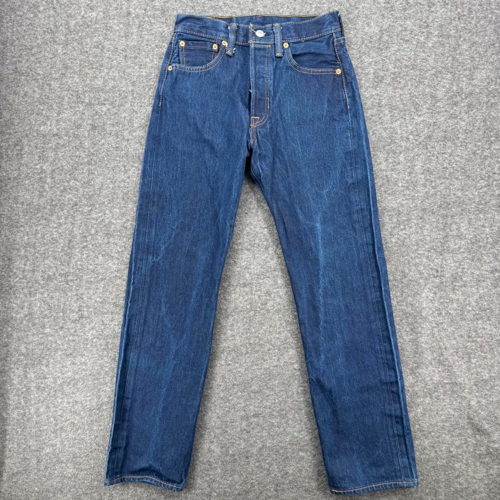 Levis 501 Original Fit Jeans Mens 29 Dark Indigo Blue Button Fly Straight Slim